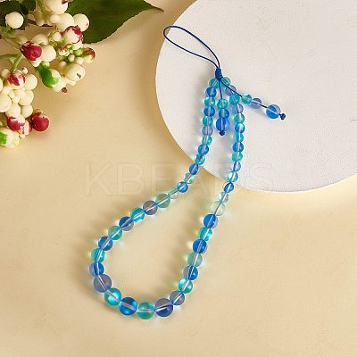 Round Synthetic Moonstone Beaded Mobile Straps HJEW-SW00042-08-1