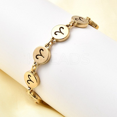 12 Constellations 304 Stainless Steel Link Chain Bracelets BJEW-I239-01G-06-1