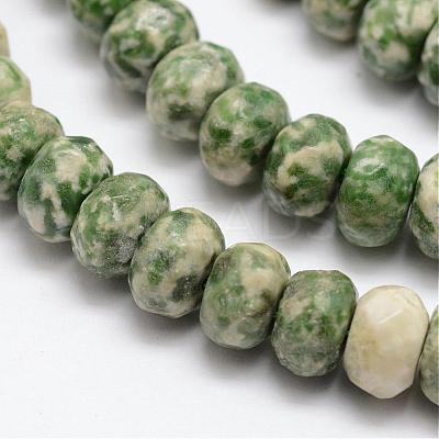 Faceted Natural Green Spot Jasper Rondelle Beads Strands G-K090-15-1