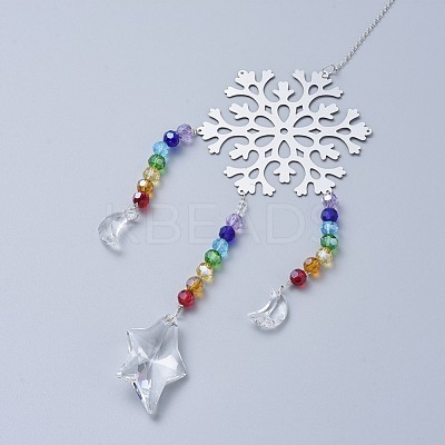 Crystals Chandelier Suncatchers Prisms Chakra Hanging Pendant AJEW-I040-07P-1