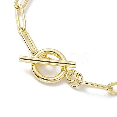 Golden 304 Stainless Steel Charm Bracelets with Brass Paperclip Chains BJEW-JB10031-02-1