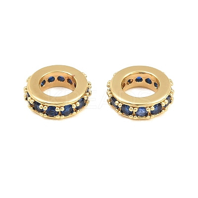 Brass Micro Pave Cubic Zirconia European Beads CU-CBAB99C-04G-03-1