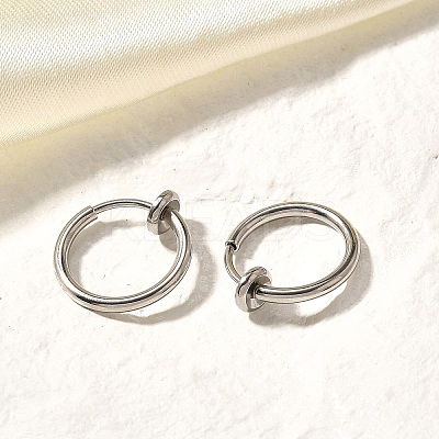 Tarnish Resistant 304 Stainless Steel Retractable Clip-on Hoop Earrings LS-STAS-I097-078P-1