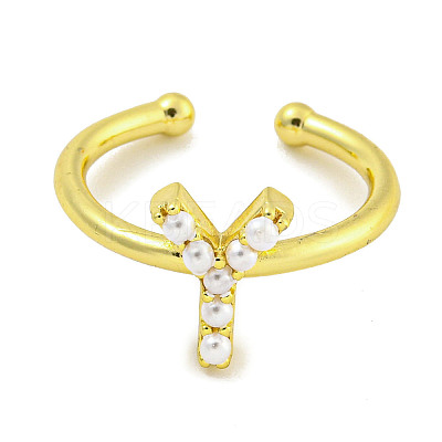 Rack Plating Brass Open Cuff Rings for Women RJEW-F162-01G-Y-1
