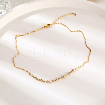 Cubic Zirconia Column Pendant Necklace with Brass Cable Chains LS-UU3534-1-1