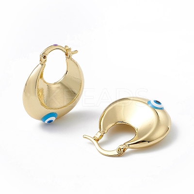 Enamel Evil Eye Thick Hoop Earrings EJEW-A093-02G-04-1