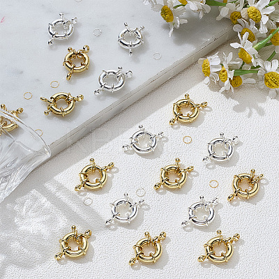 20Pcs 2 Colors Rack Plating Brass Spring Clasps KK-ME0003-47-1