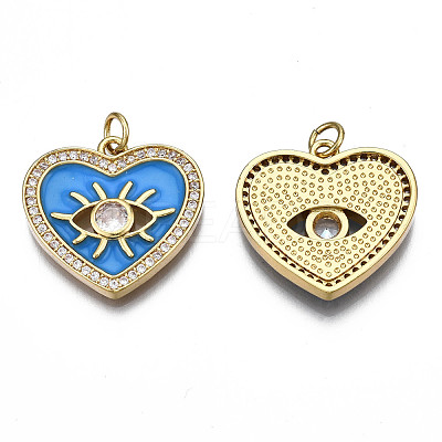 Brass Micro Pave Clear Cubic Zirconia Pendants KK-Q769-005-NF-1