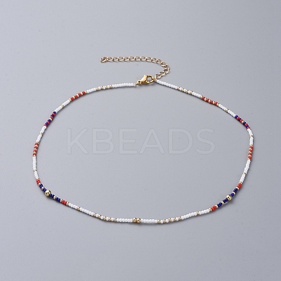 Seed Beaded Necklaces NJEW-JN02659-03-1
