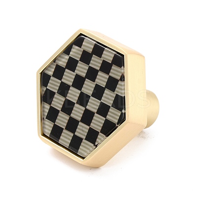 Hexagon with Grid Pattern Brass Box Handles & Knobs DIY-P054-A01-1