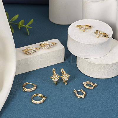 10Pcs 5 Style Brass Micro Pave Cubic Zirconia Hoop Earring Findings EJEW-TA0001-24-1