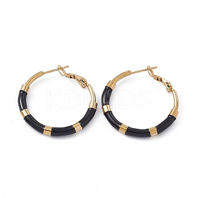 PVD Vacuum Plating 201 Stainless Steel Hoop Earrings for Women EJEW-B016-33B-1