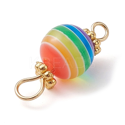 10Pcs Transparent Stripe Resin Round Connector Charms PALLOY-JF02484-1