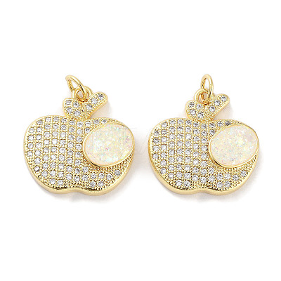 Brass Micro Pave Clear Cubic Zirconia Pendants KK-L213-042G-02-1