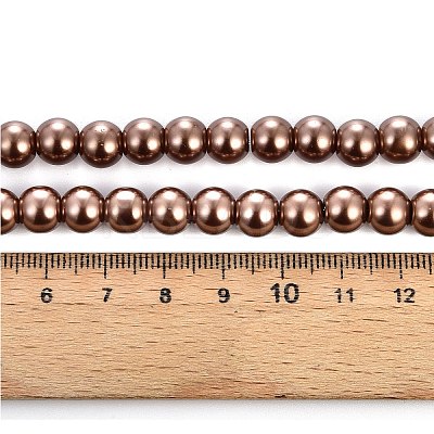 Baking Paint Pearlized Glass Pearl Round Bead Strands HY-Q330-8mm-30-1
