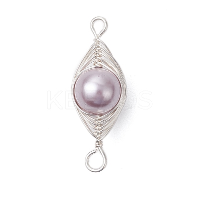 Copper Wire Wrapped Shell Pearl Connector Charms PALLOY-JF03114-1