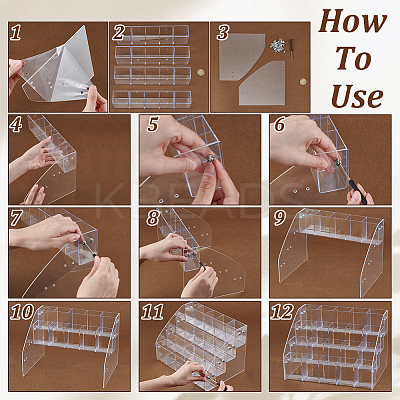 4-Tier Transparent Acrylic Pen Holder Display Stand AJEW-WH0609-334-1