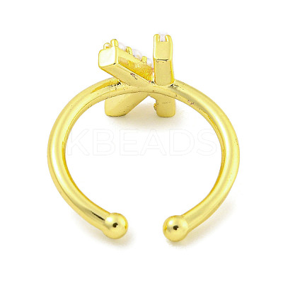 Rack Plating Brass Open Cuff Rings for Women RJEW-F162-01G-K-1