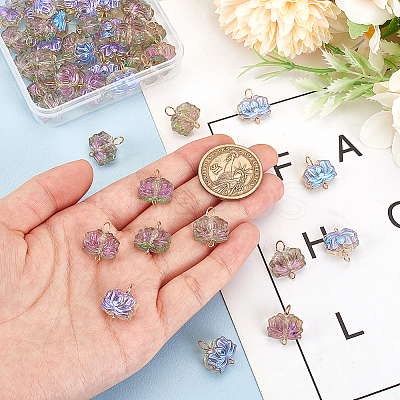 50Pcs Electroplated Glass Connector Charms FIND-GA0002-64-1