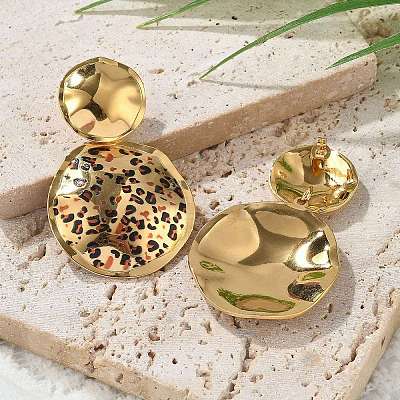 304 Stainless Steel Enamel Stud Earrings EJEW-Z084-15G-04-1