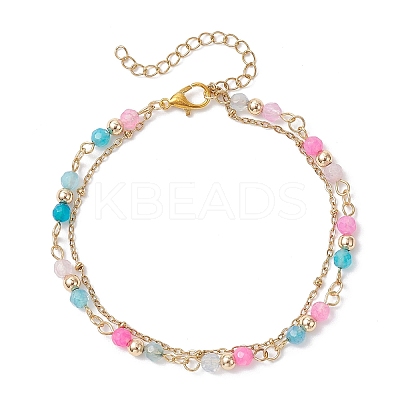 3Pcs Natural Agate Round Beads Multi-strand Bracelets BJEW-JB12468-1