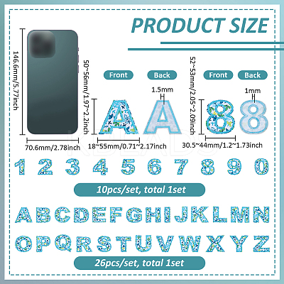 2 Sets 2 Styles Letter & Number Cloth Embroidery Sew on Cloth Patches PATC-FG0003-32-1