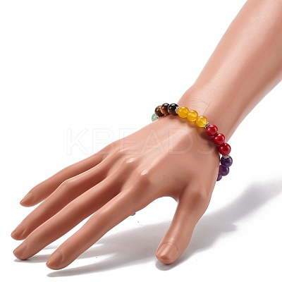 7 Chakra Reiki Yoga Bracelet for Girl Women BJEW-TA00020-1