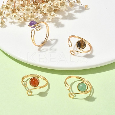 4Pcs 4 Style Alloy Wire Wrap Open Cuff Rings Set RJEW-TA00096-1