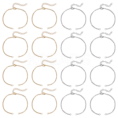 32Pcs 2 Colors 304 Stainless Steel Cable Chain Bracelet Making MAK-ME0001-11-1