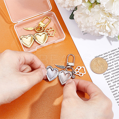 2Pcs 316 Surgical Stainless Steel Locket Pendant Decorations HJEW-NB00253-1