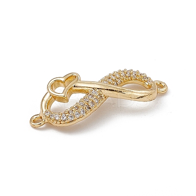 Rack Plating Brass Micro Pave Clear Cubic Zirconia Connector Charms KK-A175-02G-1