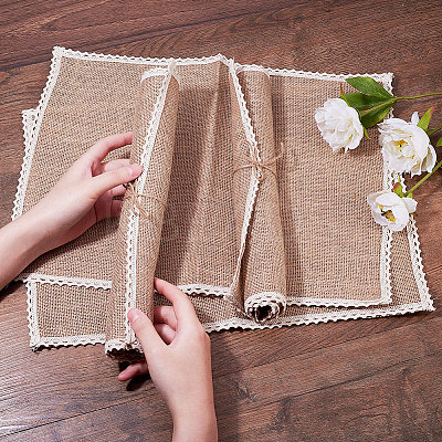 Braided Jute and Lace Non-Slip Insulation Pad LS-AJEW-WH0066-01-1