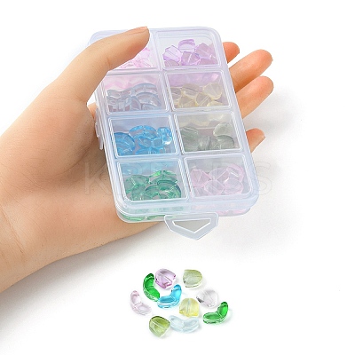 80Pcs 8 Styles Spray Painted Transparent Glass Beads GLAA-YW0001-89-1