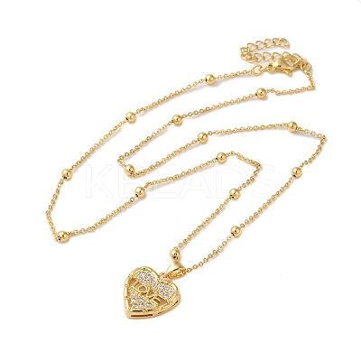 Brass Micro Pave Clear Cubic Zirconia Pendant Necklaces for Women NJEW-S429-05G-03-1