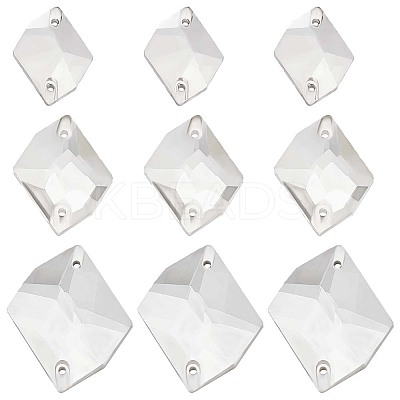 72Pcs 3 Style Irregular Rhombus Glass Sew On Rhinestone GLAA-GO0001-14-1