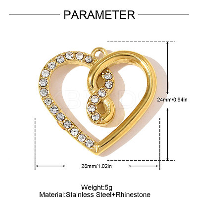 304 Stainless Steel Rhinestone Pendants STAS-OY010-88G-1