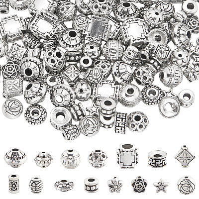 150Pcs 15 Styles Tibetan Style Alloy Beads FIND-SC0009-56-1
