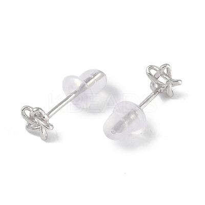 Anti-Tarnish Rhodium Plated 999 Fine Silver Star Stud Earrings for Women LS-EJEW-S215-03P-1
