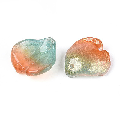 Transparent Glass Petal Pendants GLAA-T030-05B-1