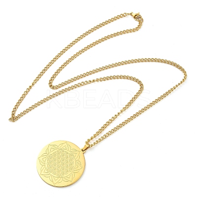304 Stainlessa Steel Curb Chain Pendant Necklaces LS-NJEW-H034-03G-1