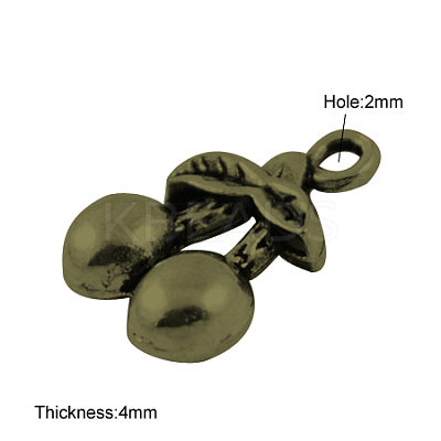 Tibetan Style Alloy 3D Cherry Charms TIBEP-23493-AB-NR-1