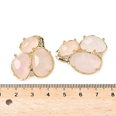 Natural Rose Quartz Links connectors G-E526-28N-1
