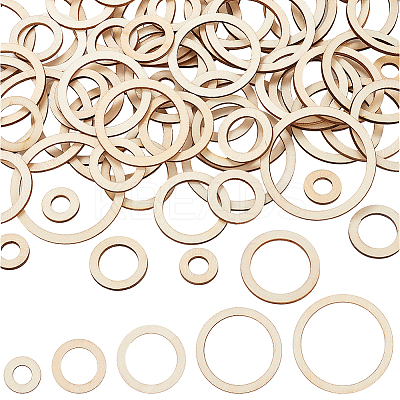 200Pcs 5 Styles Laser Cut Wood Shapes WOOD-SP0001-18-1