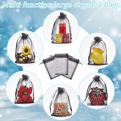 100pcs Large Organza Pouches Portable Shoes Bag Travel Storage Drawstring Bags OP-SP0001-03D-02-1