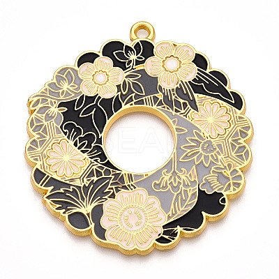Rack Plating Alloy Enamel Big Pendants ENAM-N056-394A-G-1