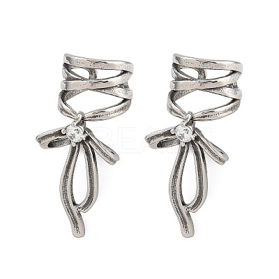 316 Surgical Stainless Bowknot Cuff Earrings EJEW-C160-02AS-1