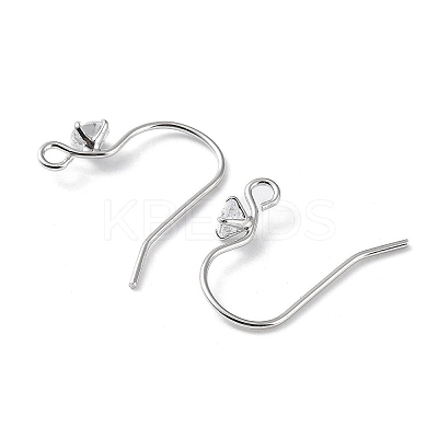 Rhodium Plated 925 Sterling Silver with Clear Cubic Zirconia Earring Hooks STER-G036-16P-1