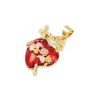 Brass FireBrick Enamel Pendants X-KK-P323-05G-1
