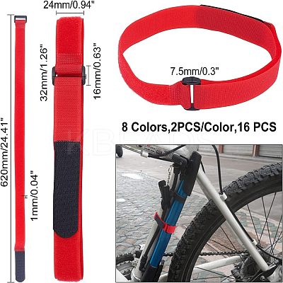 SUPERFINDING 16Pcs 8 Color Reusable Nylon Cable Ties FIND-FH0002-20-1