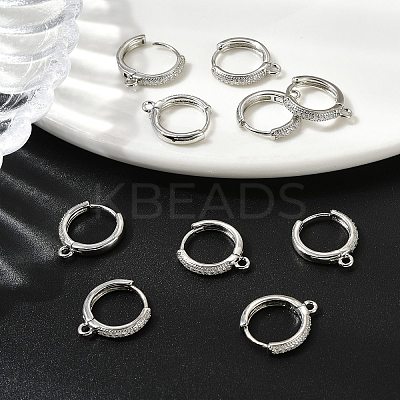 SHEGRACE Brass Micro Pave Clear Cubic Zirconia Hoop Earrings Findings XGR0155P-95P-1